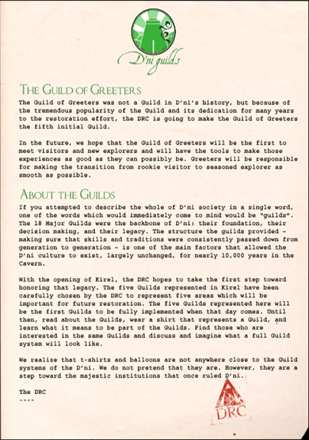 Guild of Greeters Note