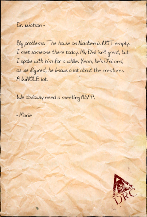 Marie Sutherland's Note to Dr. Watson
